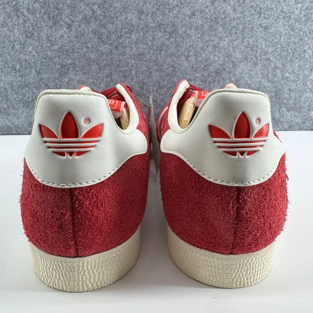 Adidas Gazelle Sneakers Mens 12 Burgundy White IF9652 Hairy Suede Low Top